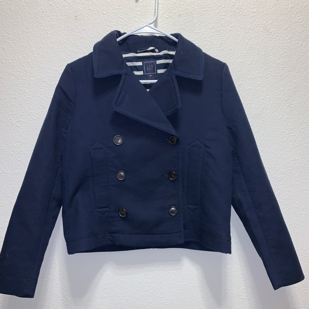 NWT GAP Womens Navy Blue Crop Peacoat